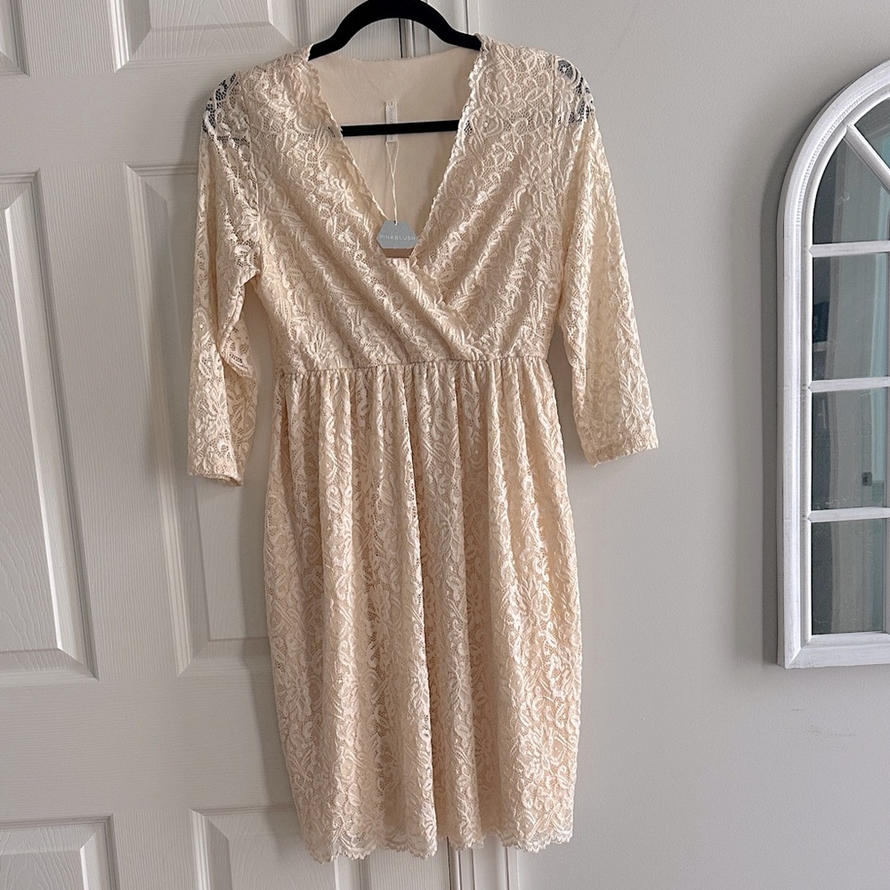Pinkblush cream, lace dress- medium